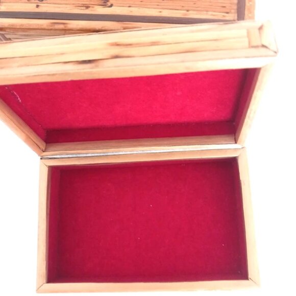 Vintage Hawaii Souvenir/ Trinket Nesting Boxes Bamboo Wood Lot Of 2 - Picture 6 of 8